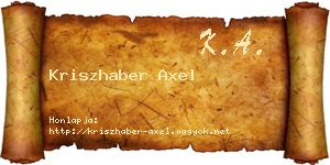 Kriszhaber Axel névjegykártya